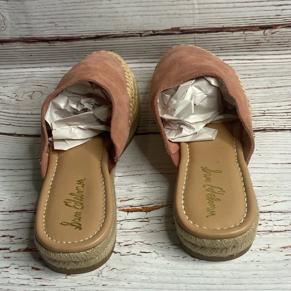 New Sam Edelman Austin Espadrille Slide in Rose Suede Sz 10.5